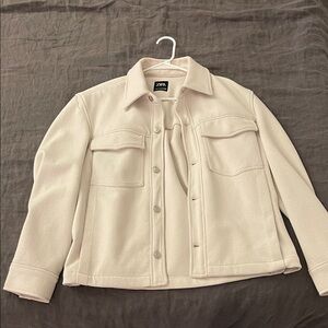 Zara Men’s Cream Textured Overshirt Jacket Size M